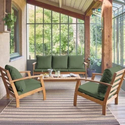 Conjunto de jardín en madera de acacia, 5 plazas