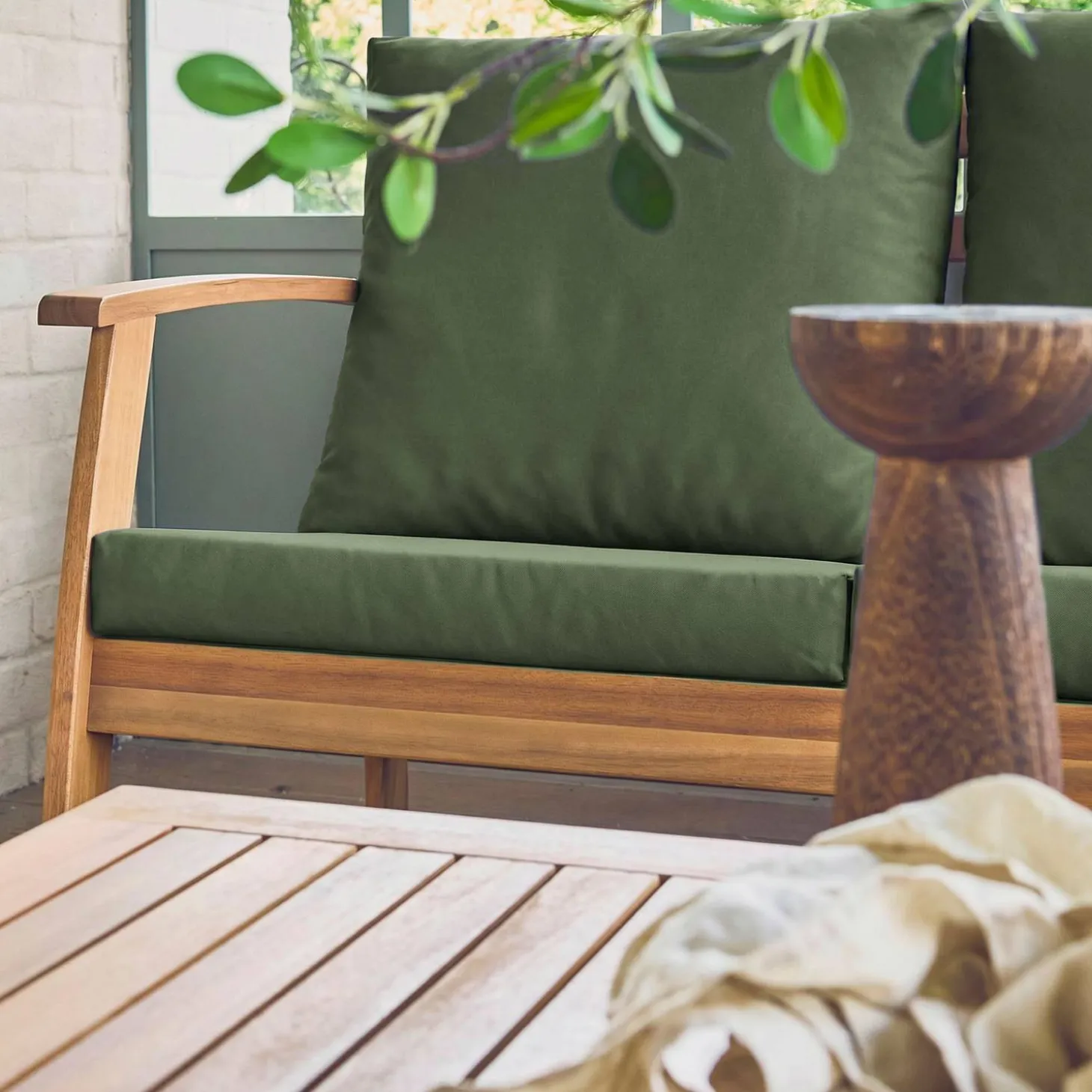 Conjunto de jardín en madera de acacia, 5 plazas