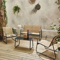 Conjunto de jardín en metal , 4 plazas