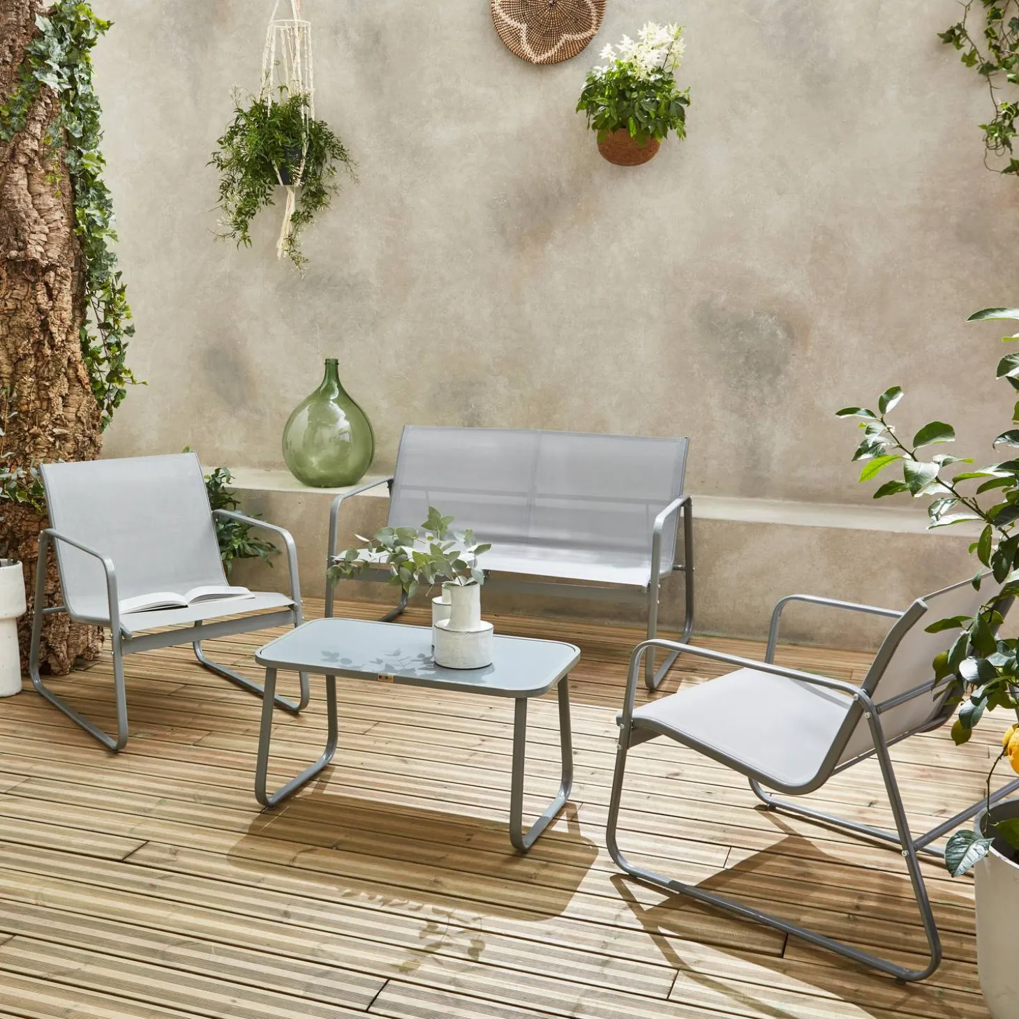 Conjunto de jardín en metal , 4 plazas