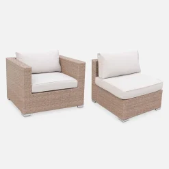 Conjunto de jardín en resina tejida, 8 a 10 plazas