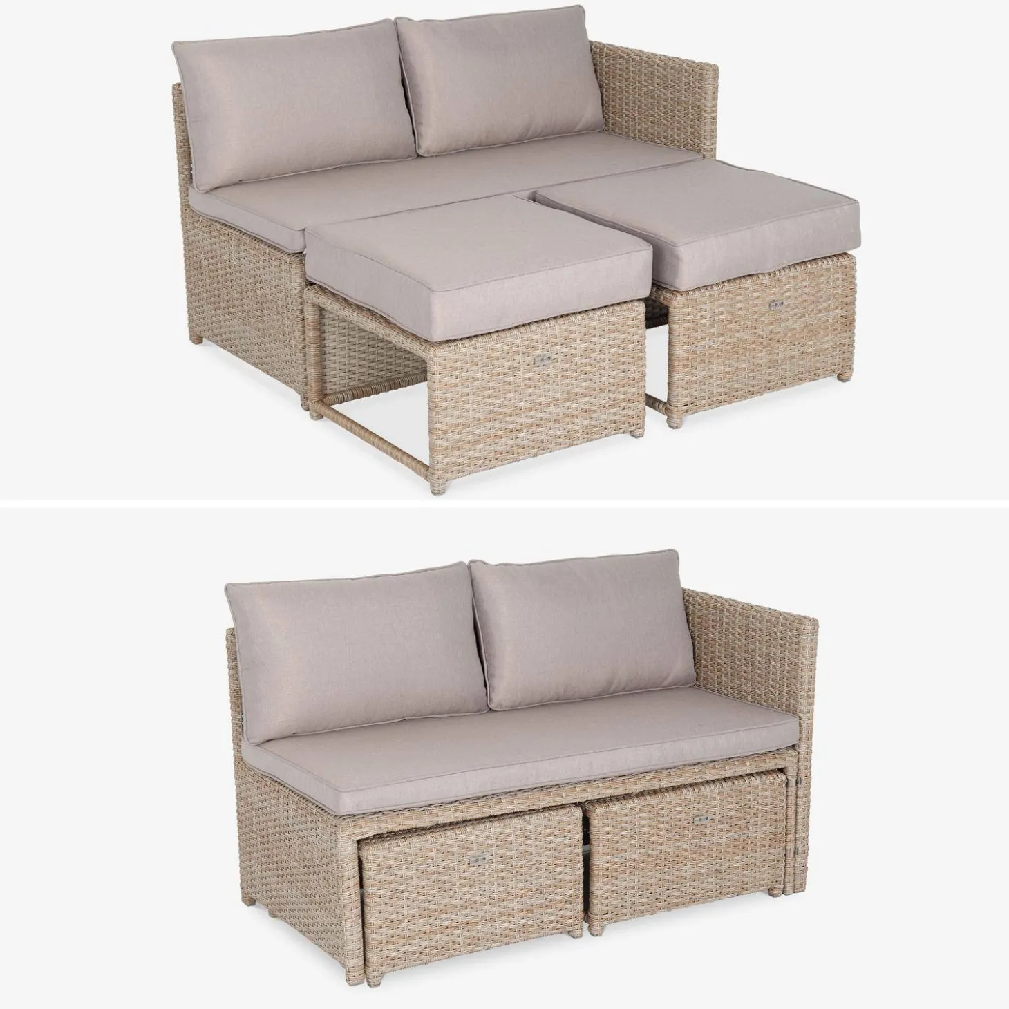 Conjunto de jardín en resina trenzada con mesa, 6 plazas