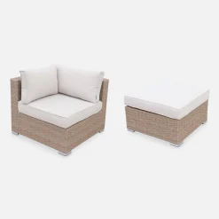 Conjunto de jardín en resina trenzada, 5 plazas