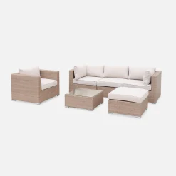 Conjunto de jardín en resina trenzada, 5 plazas