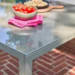 Conjunto de jardín mesa de aluminio, 9 plazas