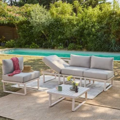 Conjunto de jardín modular de aluminio, 4 plazas