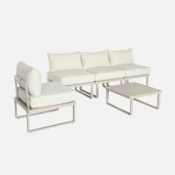 Conjunto de jardín modular de aluminio, 4 plazas