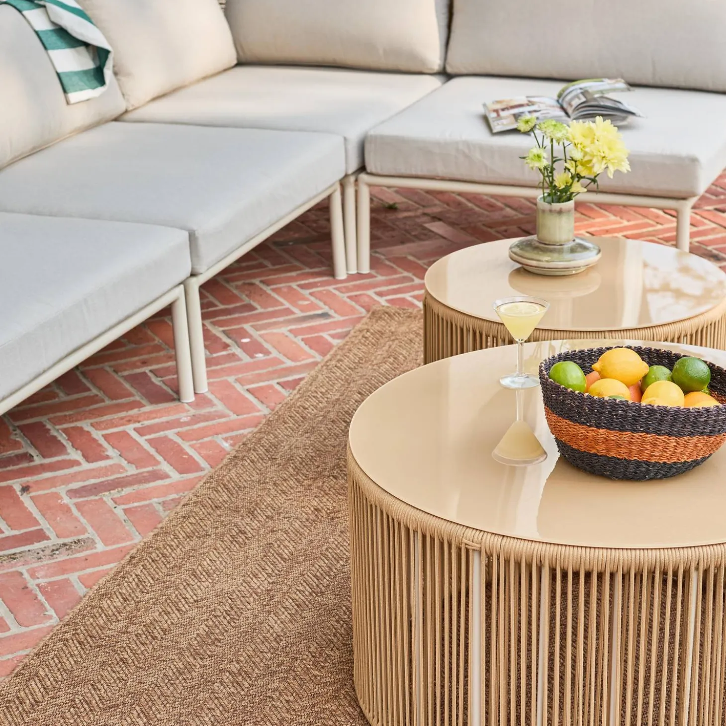 Conjunto de jardín modular de aluminio y cuerdas, 5 plazas