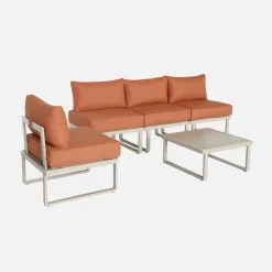 Conjunto de jardín modular de aluminio, 4 plazas