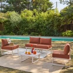 Conjunto de jardín modular de aluminio, 4 plazas