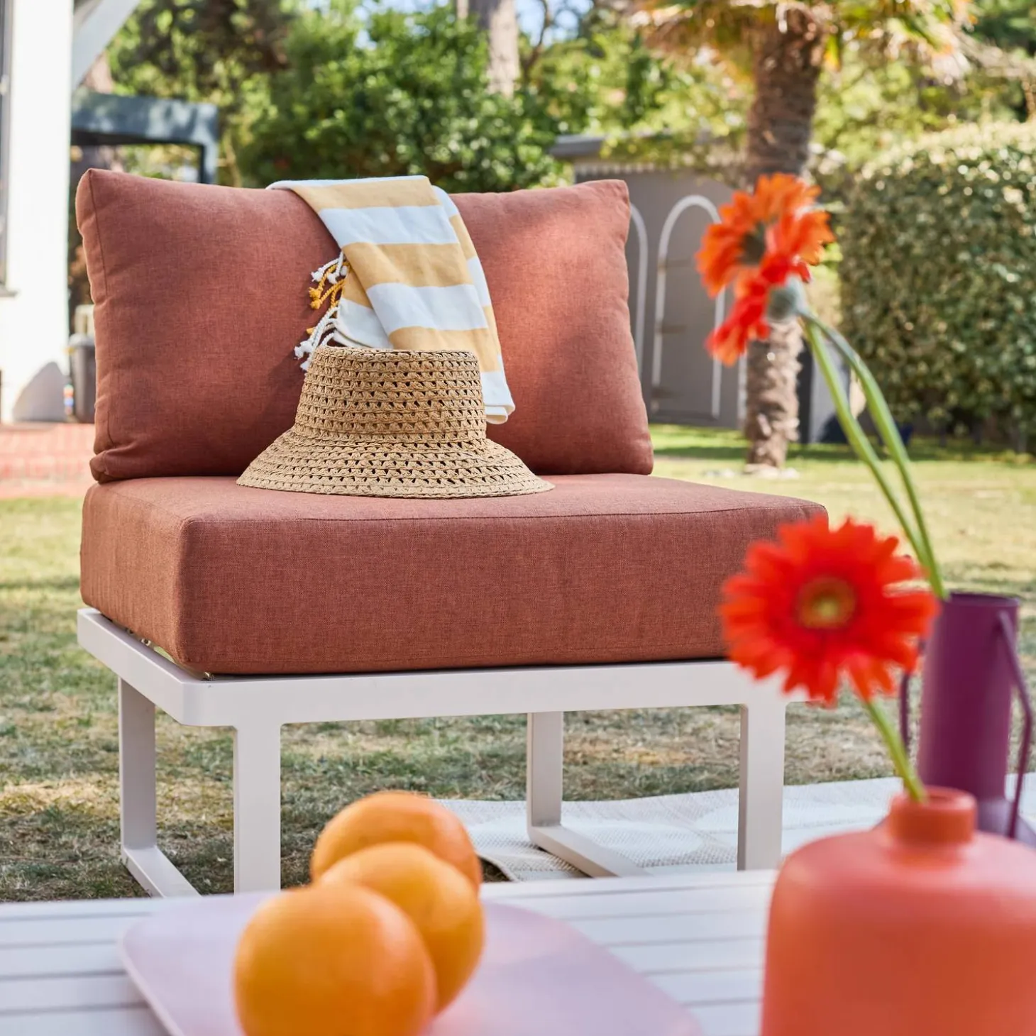 Conjunto de jardín modular de aluminio, 4 plazas
