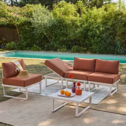 Conjunto de jardín modular de aluminio, 4 plazas