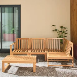 Conjunto de jardín modular de madera de acacia, 4 plazas