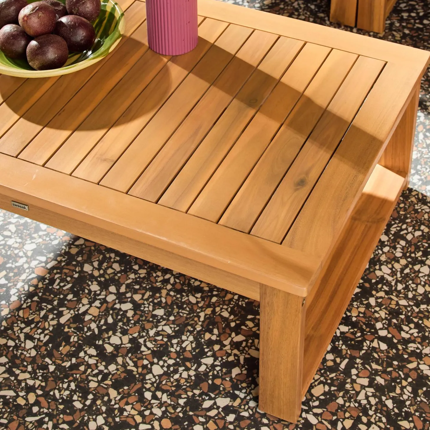 Conjunto de jardín modular de madera de acacia, 4 plazas
