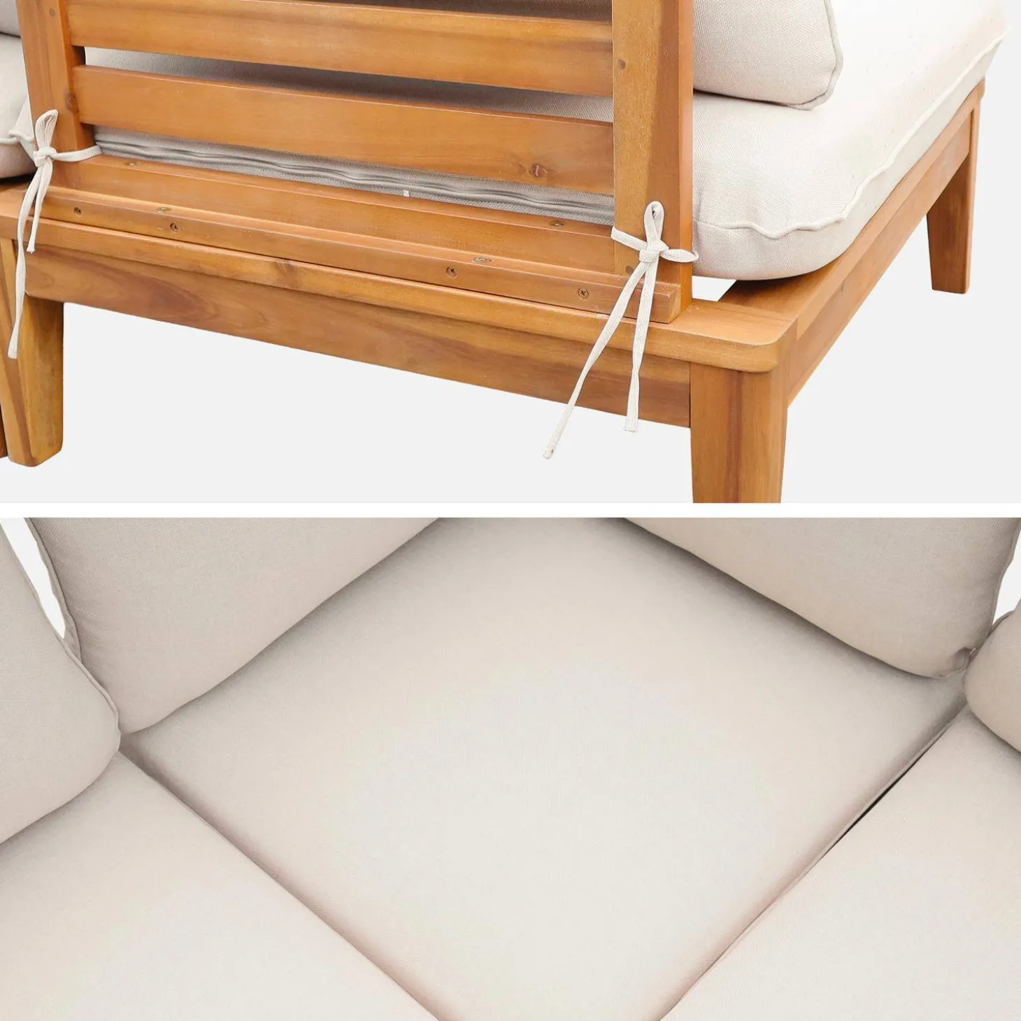 Conjunto de jardín modular de madera de acacia, 5 plazas