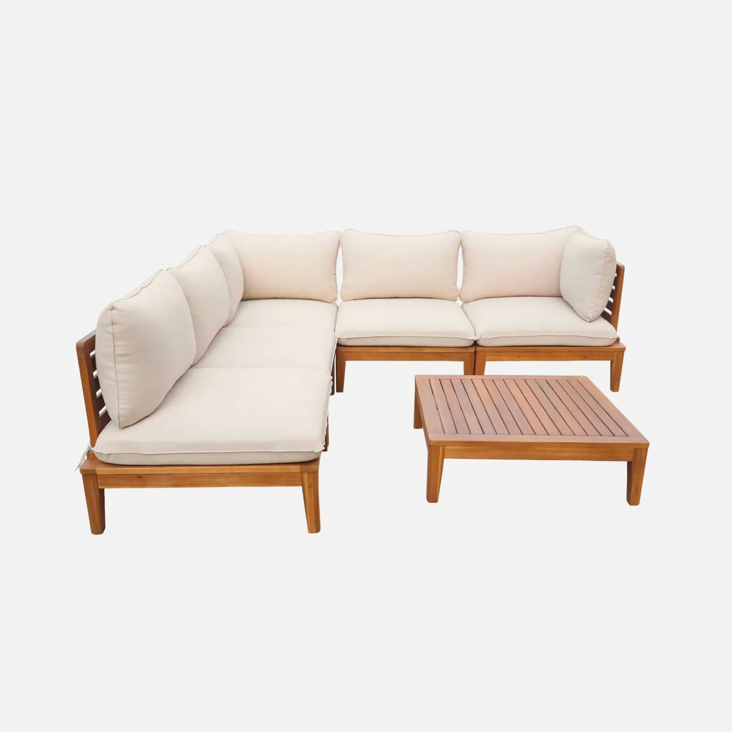 Conjunto de jardín modular de madera de acacia, 5 plazas