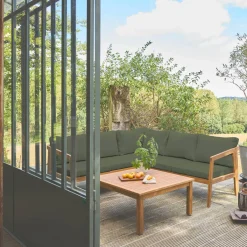 Conjunto de jardín para rincón en acacia, 5 plazas