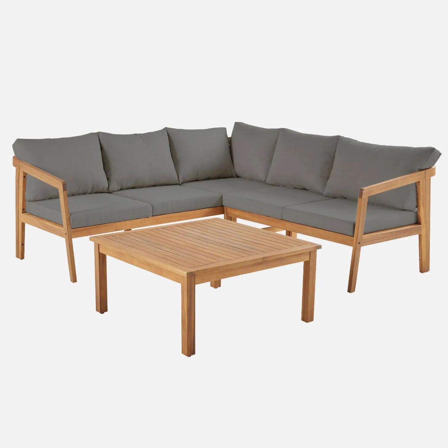 Conjunto de jardín para rincón en acacia, 5 plazas