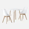 Conjunto de mesa de comedor cuadrada 70cm + 2 sillas escandinavas