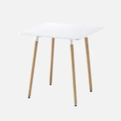 Conjunto de mesa de comedor cuadrada 70cm + 2 sillas escandinavas