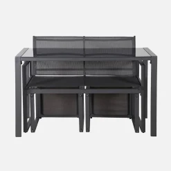 Conjunto de mesa de jardín encastrable, 4 plazas