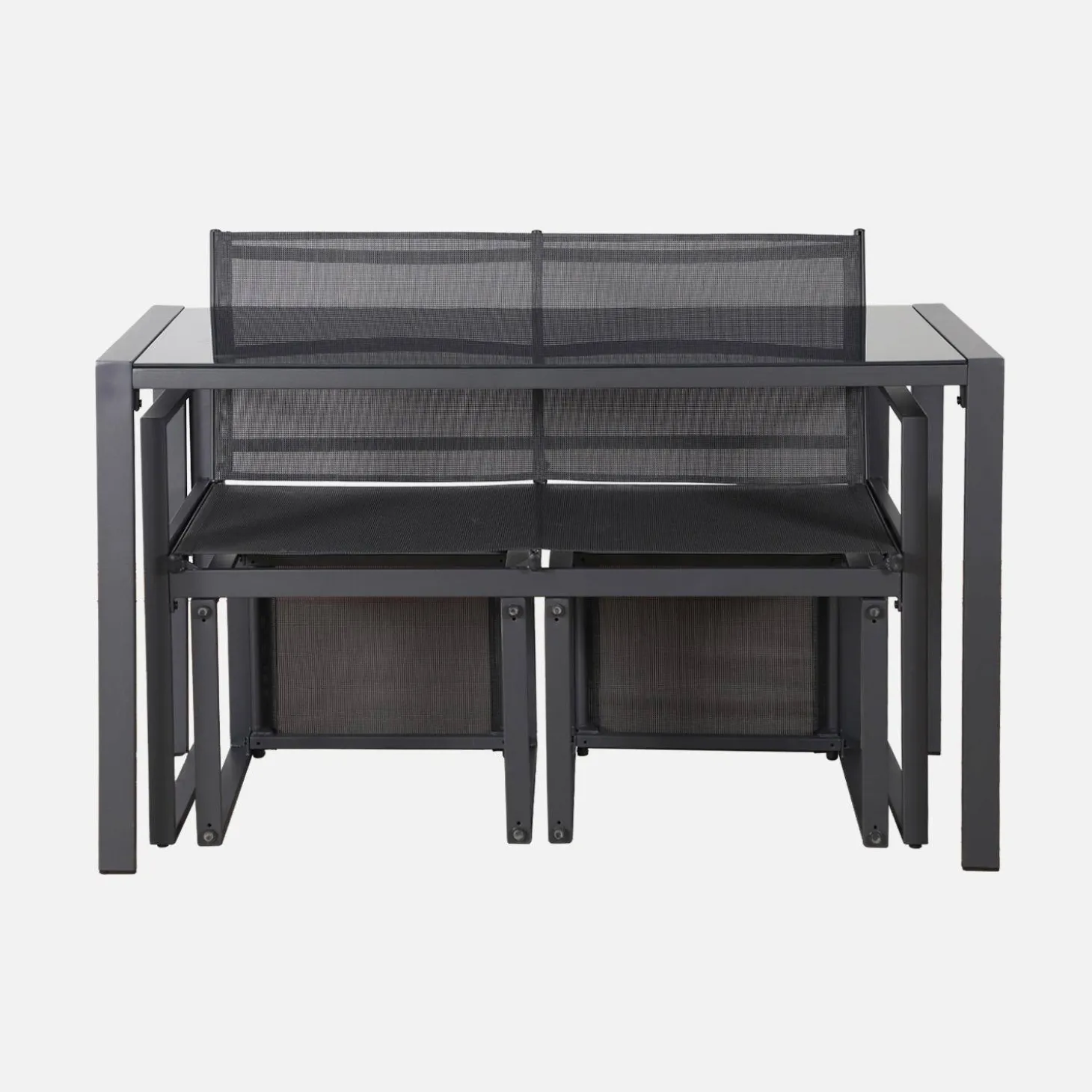 Conjunto de mesa de jardín encastrable, 4 plazas
