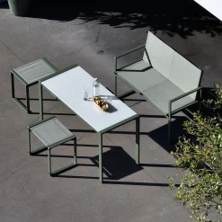 Conjunto de mesa de jardín encastrable, 4 plazas