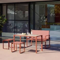 Conjunto de mesa de jardín encastrable, 4 plazas