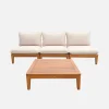 Conjunto de muebles de jardín modular de madera de acacia, 3 plazas