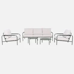 Conjunto de muebles de jardín de acero, 5 plazas