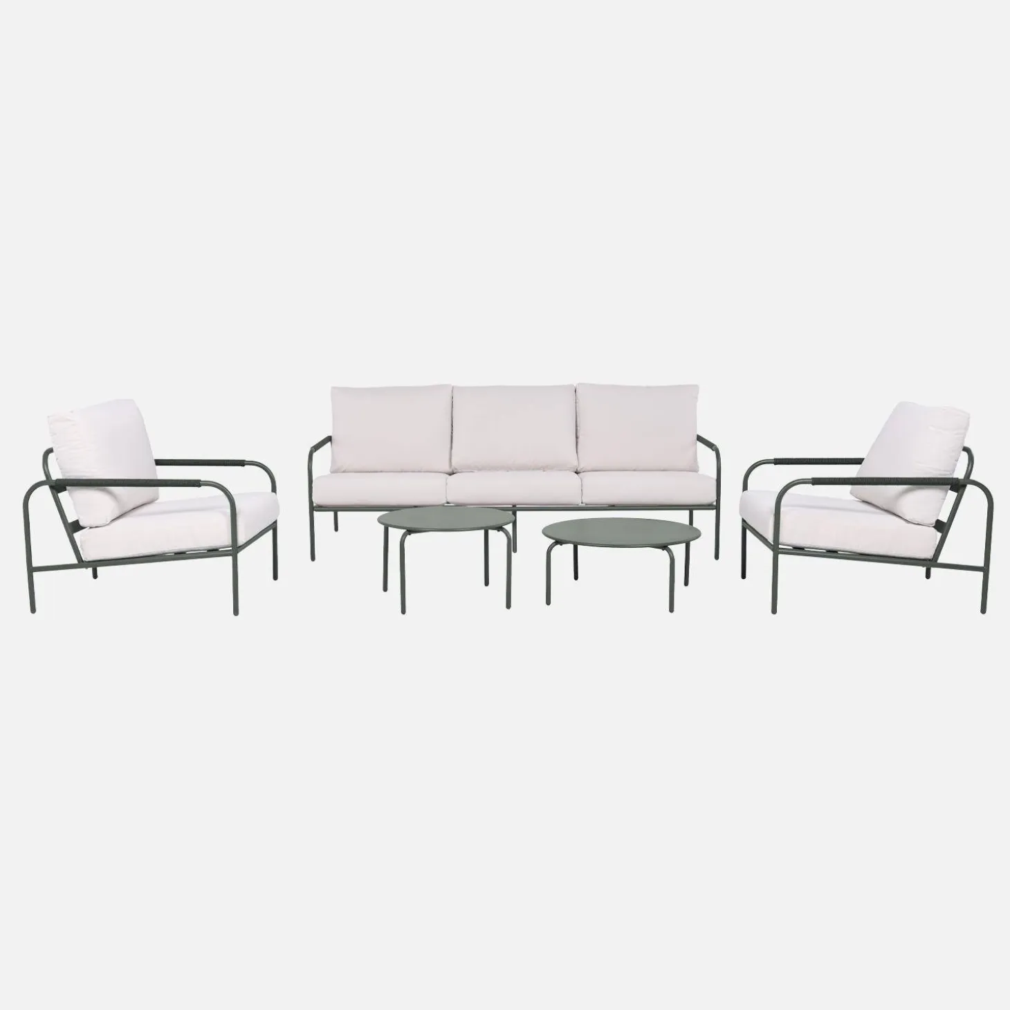 Conjunto de muebles de jardín de acero, 5 plazas