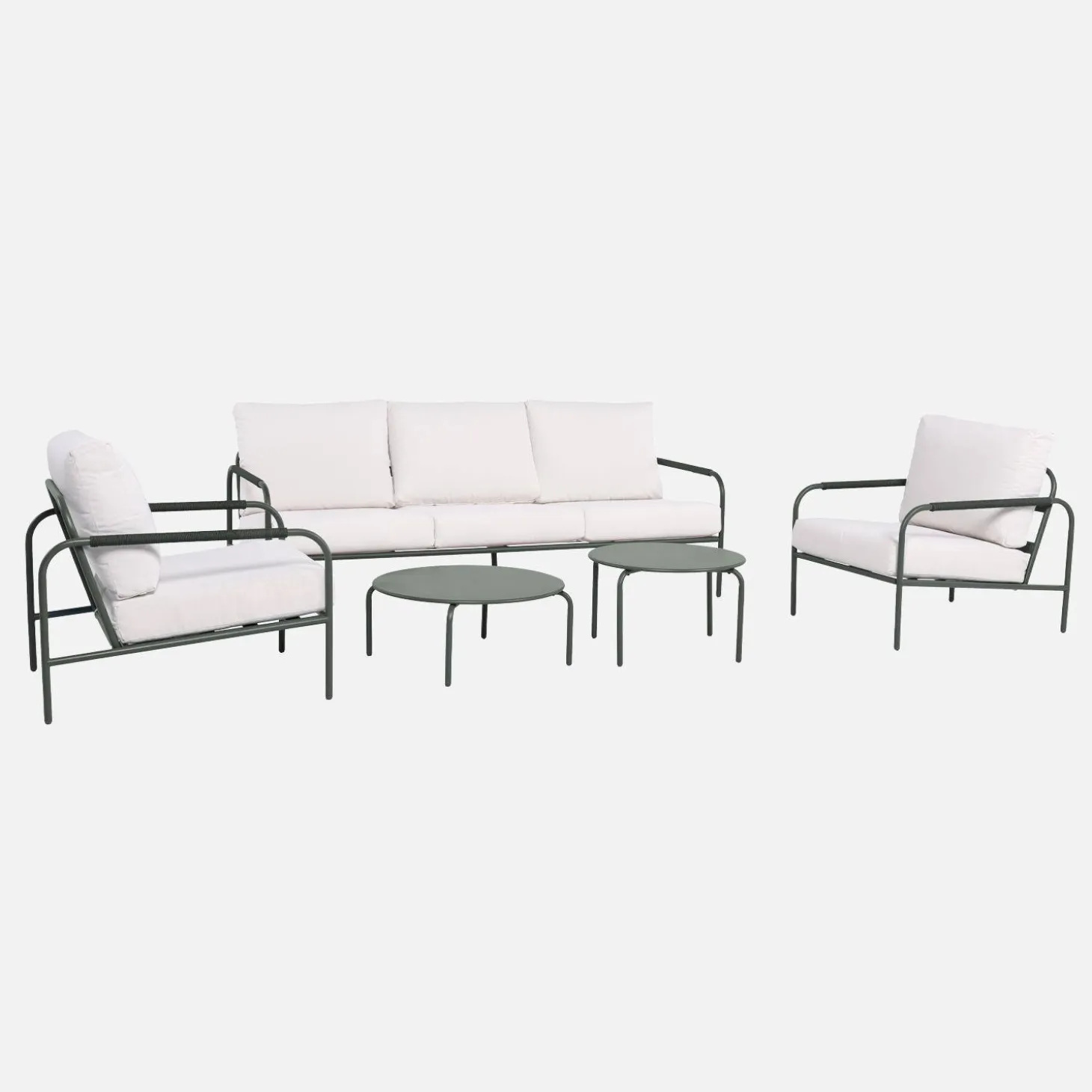 Conjunto de muebles de jardín de acero, 5 plazas