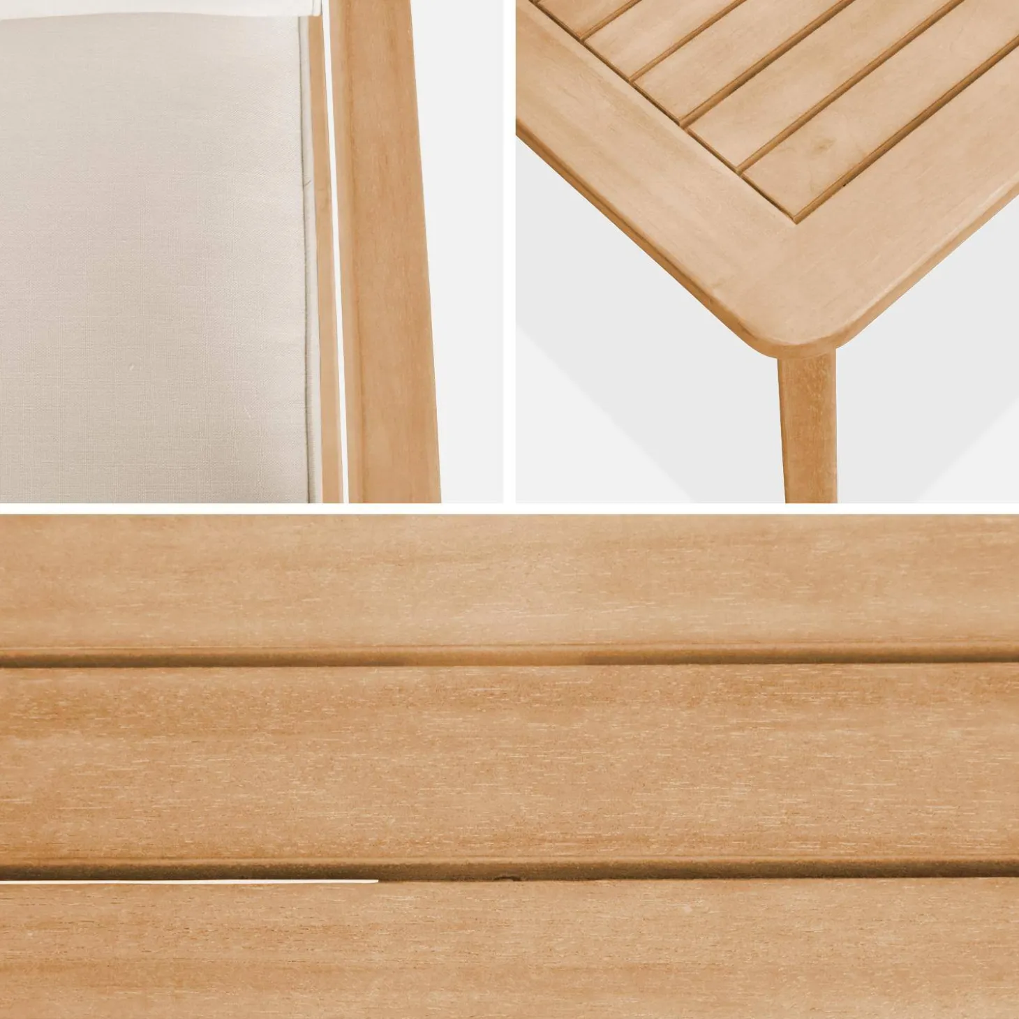 Conjunto de muebles de jardín de madera acacia, 4 plazas