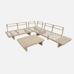 Conjunto de muebles de jardín esquinero de madera de acacia, 5 plazas