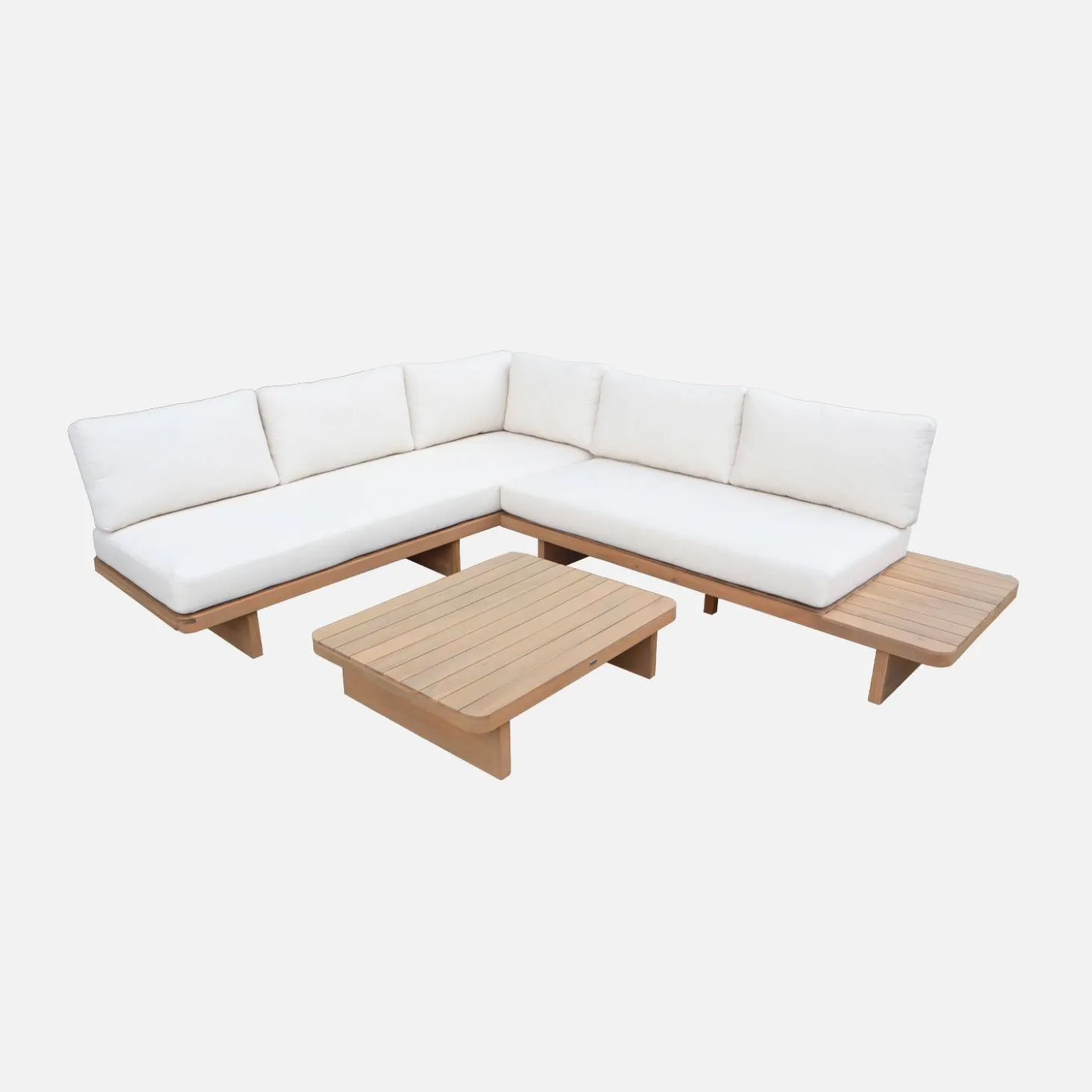 Conjunto de muebles de jardín esquinero de madera de acacia, 5 plazas