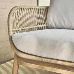 Conjunto de muebles de jardín en acacia con cuerda, 5 plazas