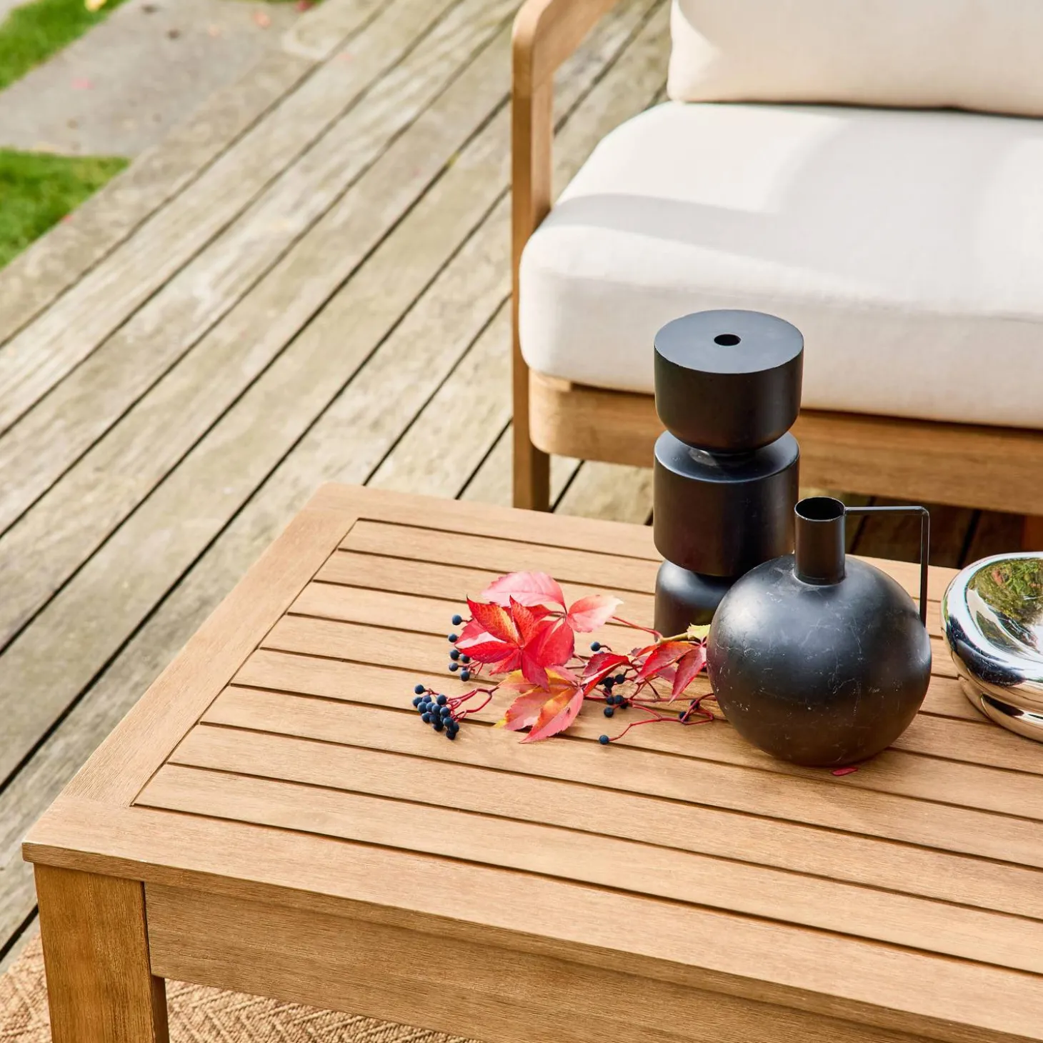 Conjunto de muebles de jardín de madera de acacia, 4 plazas