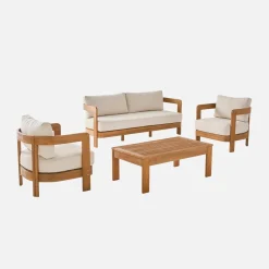 Conjunto de muebles de jardín de madera de acacia, 4 plazas