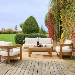 Conjunto de muebles de jardín de madera de acacia, 4 plazas