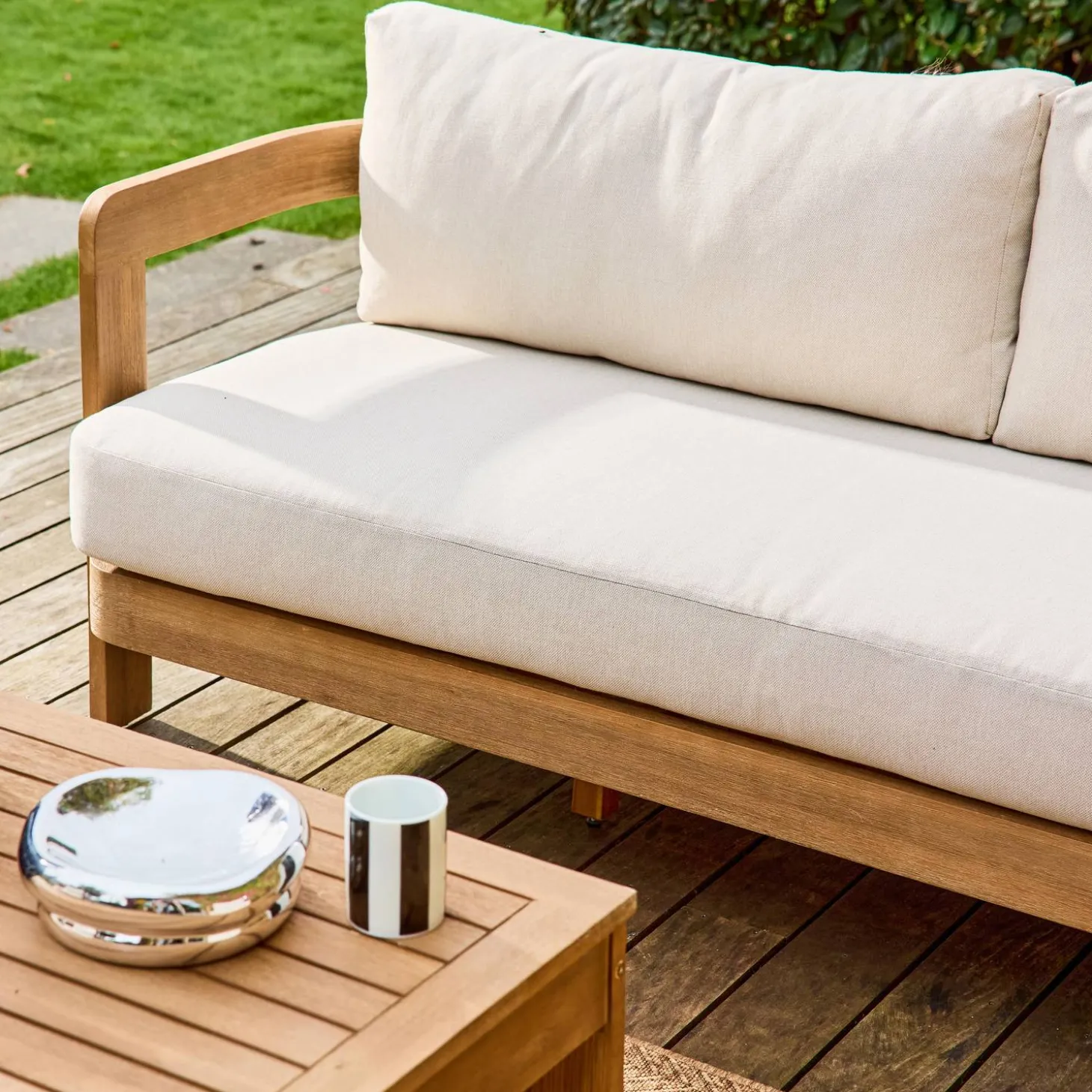 Conjunto de muebles de jardín de madera de acacia, 4 plazas