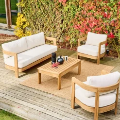 Conjunto de muebles de jardín de madera de acacia, 4 plazas