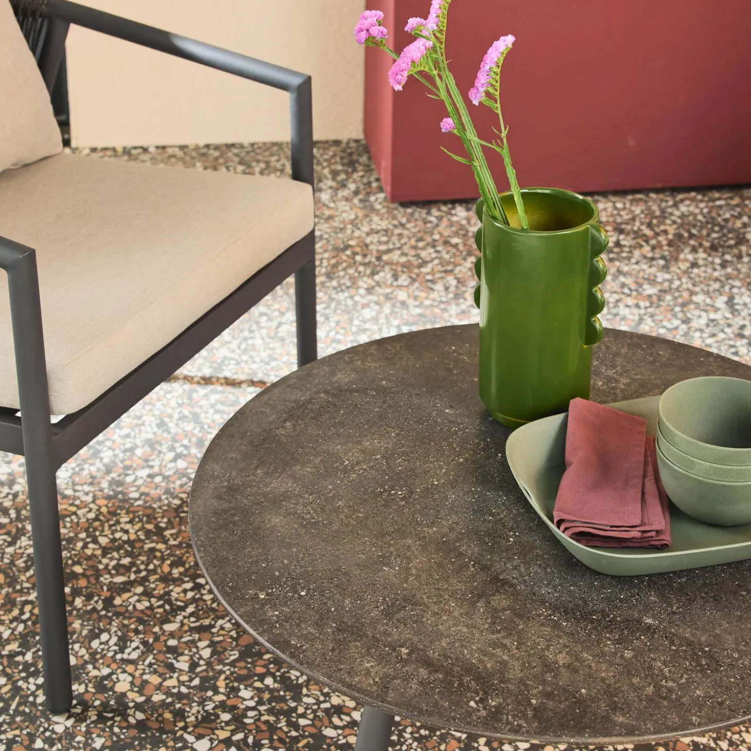 Conjunto de muebles de jardín de aluminio y cuerdas, 4 plazas