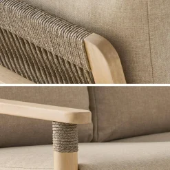 Conjunto de muebles de jardín de madera de acacia y cuerdas, 4 plazas