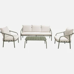 Conjunto de muebles de jardín de acero, 5 plazas