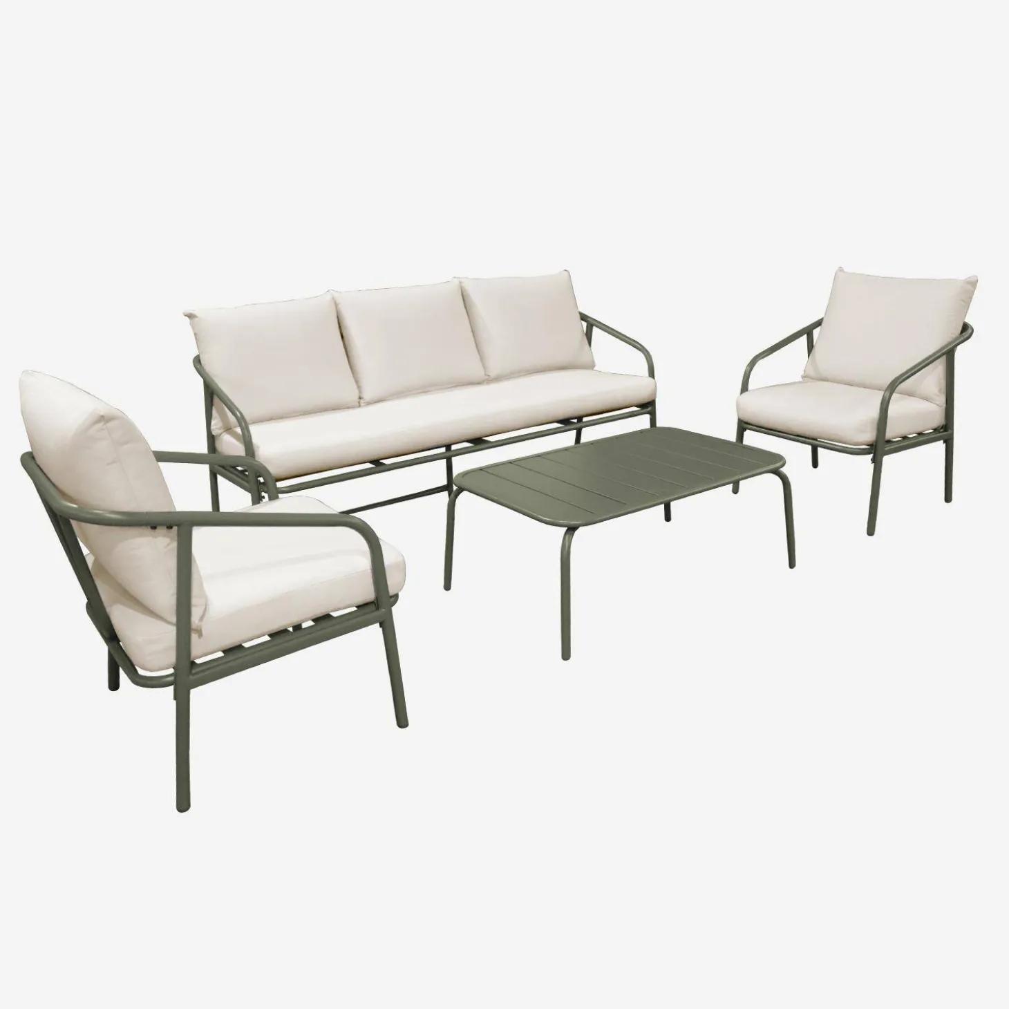Conjunto de muebles de jardín de acero, 5 plazas