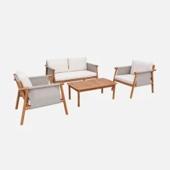 Conjunto de muebles de jardín de madera de acacia, 4 plazas
