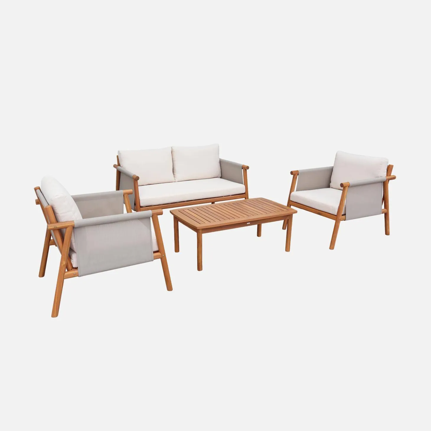 Conjunto de muebles de jardín de madera de acacia, 4 plazas