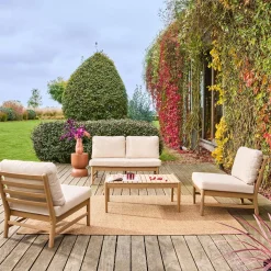 Conjunto de muebles de jardín de madera de acacia, 4 plazas