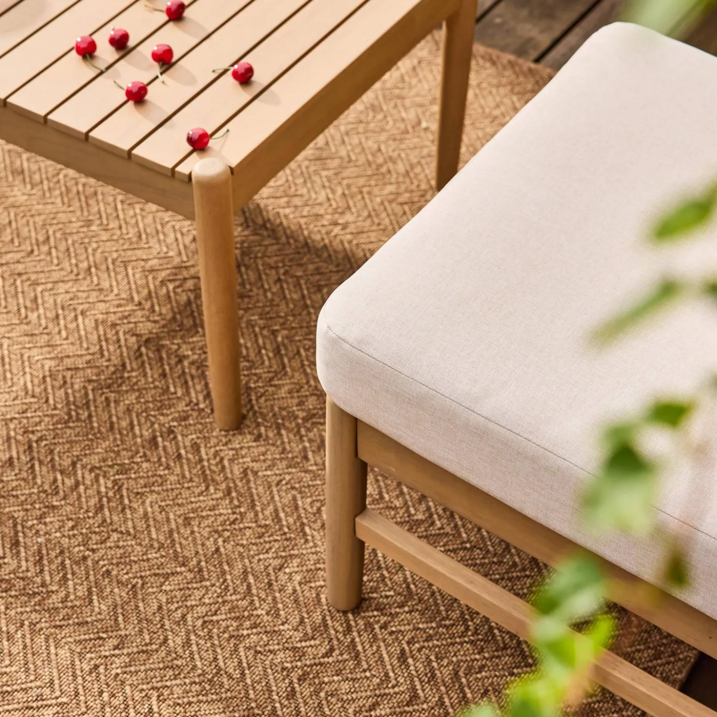 Conjunto de muebles de jardín de madera de acacia, 4 plazas