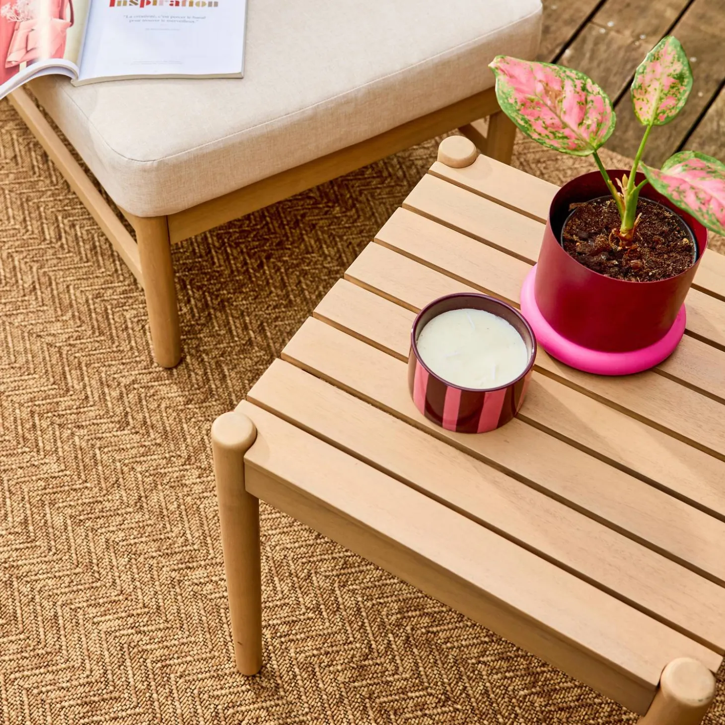 Conjunto de muebles de jardín de madera de acacia, 2 plazas